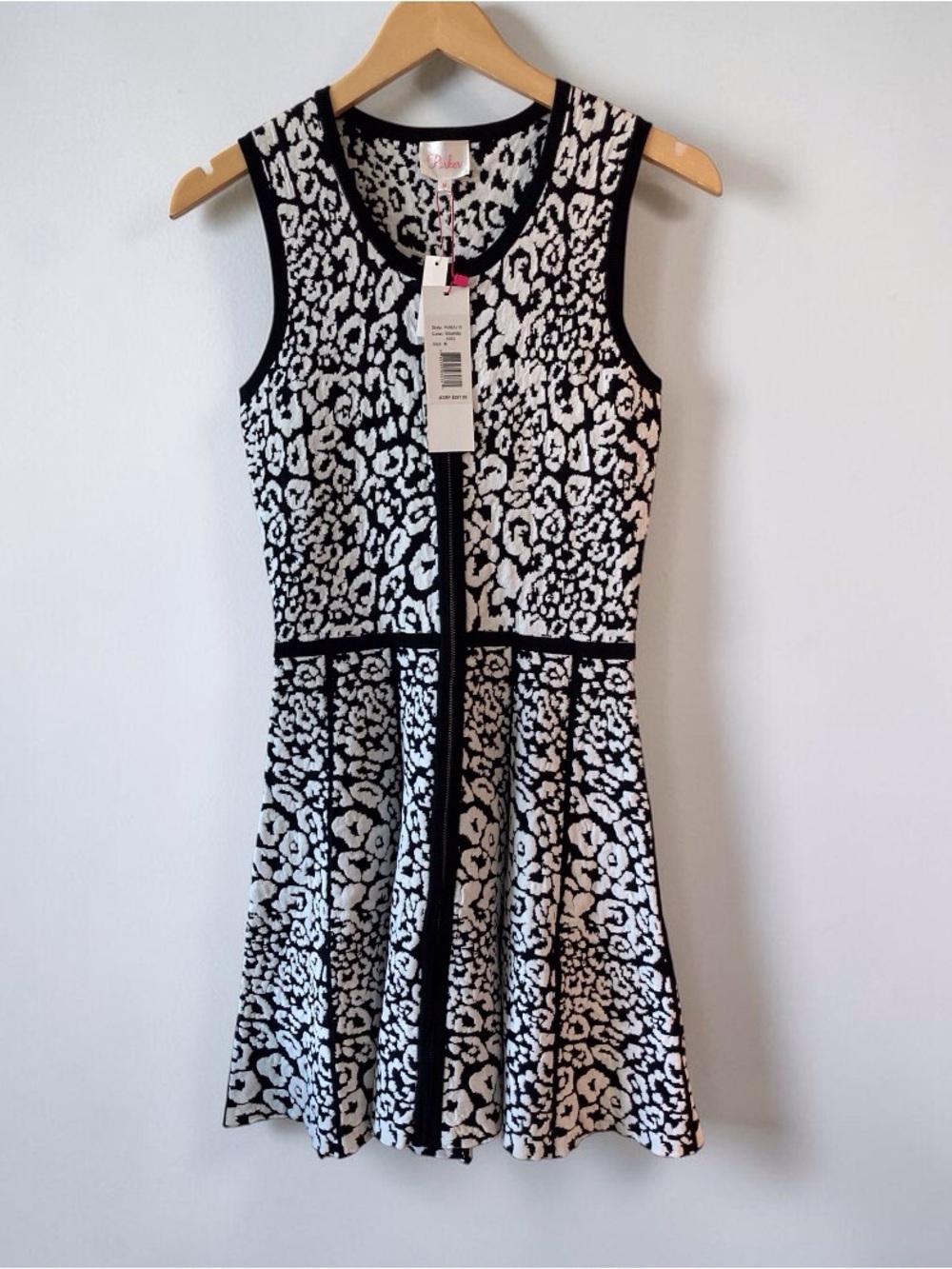 Parker Leopard Print Fit and Flare Zip Dress Medium NWT MSRP $297
